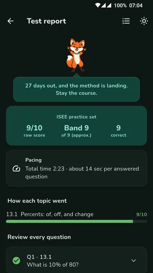 The readiness report by section